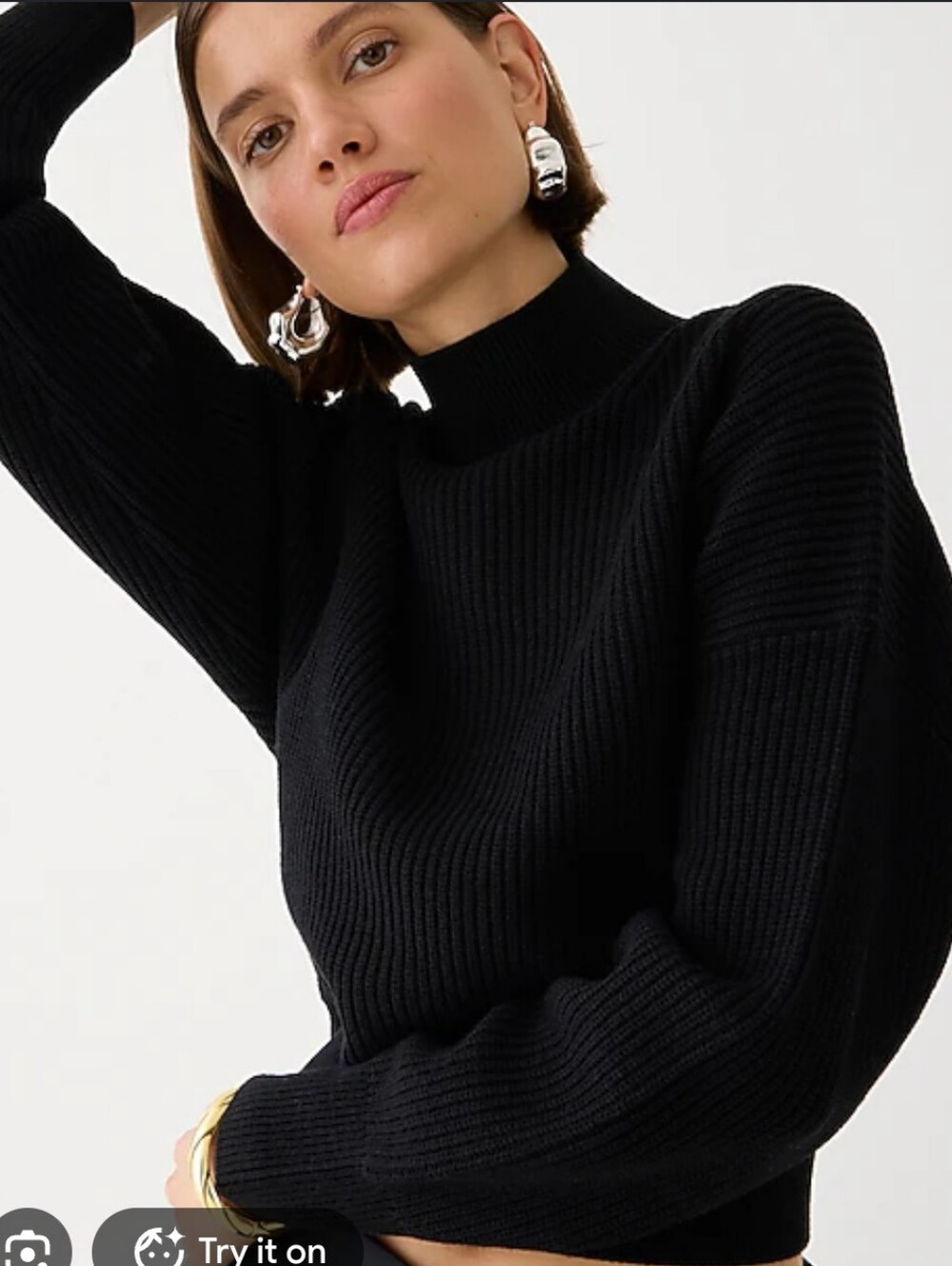 J. Crew Black Ribbed Mock-Turtleneck Sweater XS